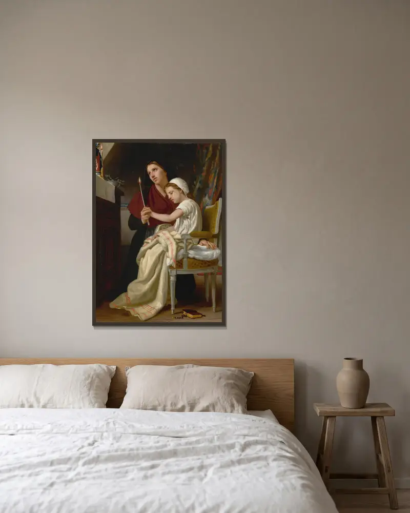 Le Voeu av William Bouguereau inramad på en vägg