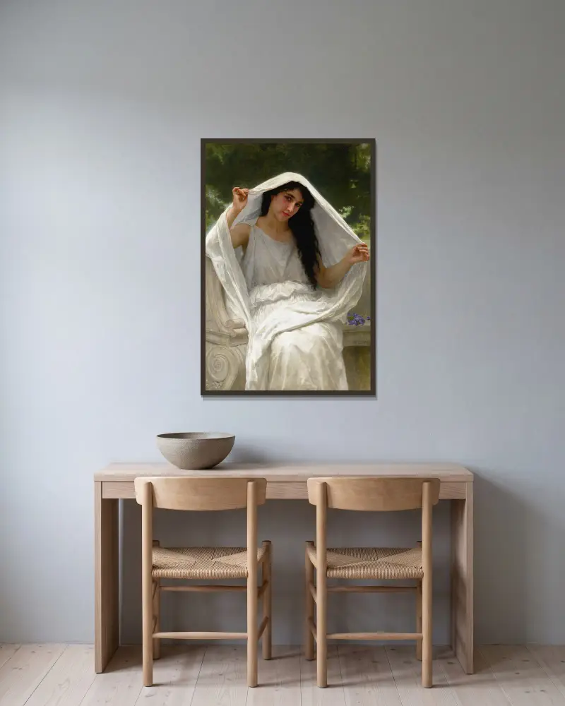 Le Voile av William Bouguereau inramad på en vägg