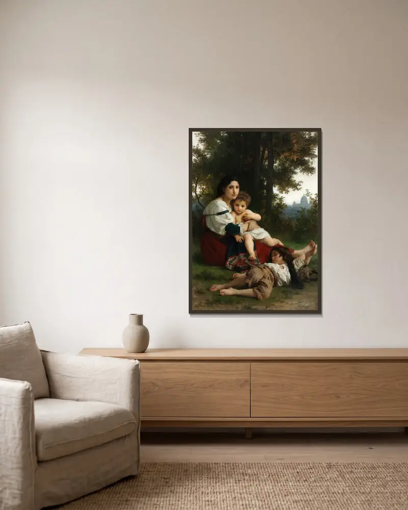 Rest av William Bouguereau inramad på en vägg
