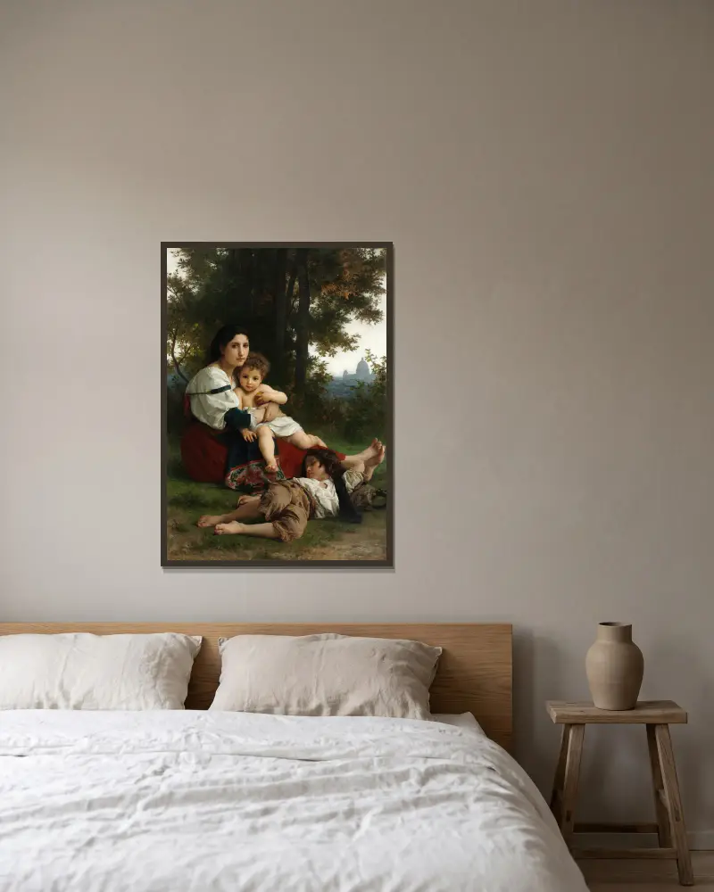 Rest av William Bouguereau inramad på en vägg