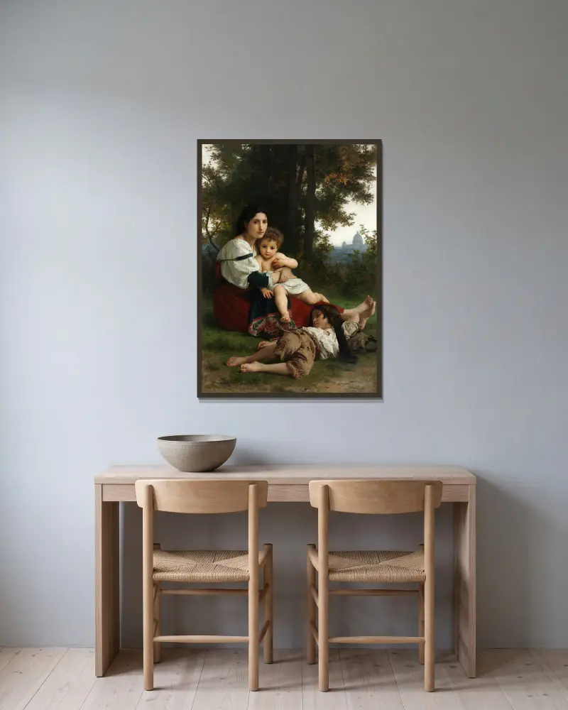 Rest av William Bouguereau inramad på en vägg