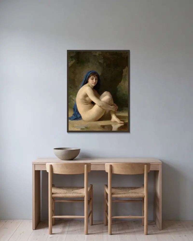 Seated Nude av William Bouguereau inramad på en vägg