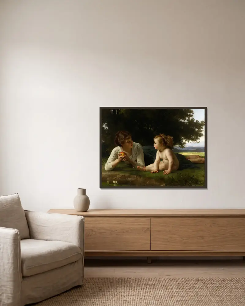 Temptation av William Bouguereau inramad på en vägg