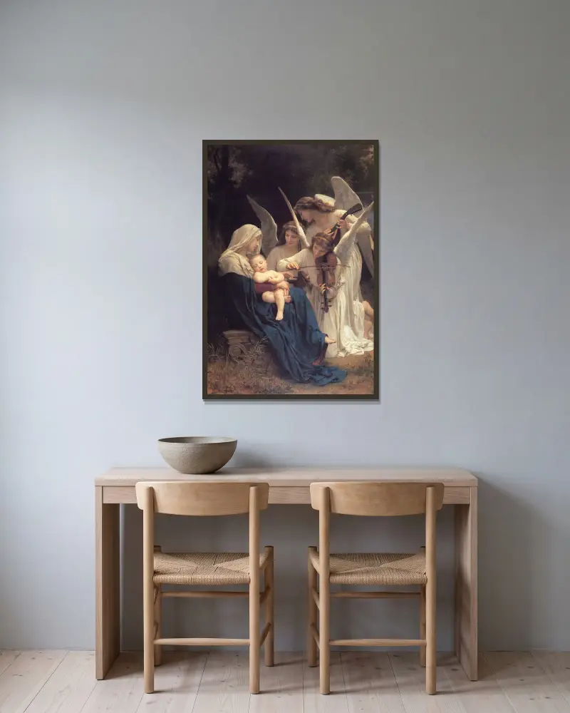 Der Gesang der Engel von William Bouguereau gerahmt an einer Wand