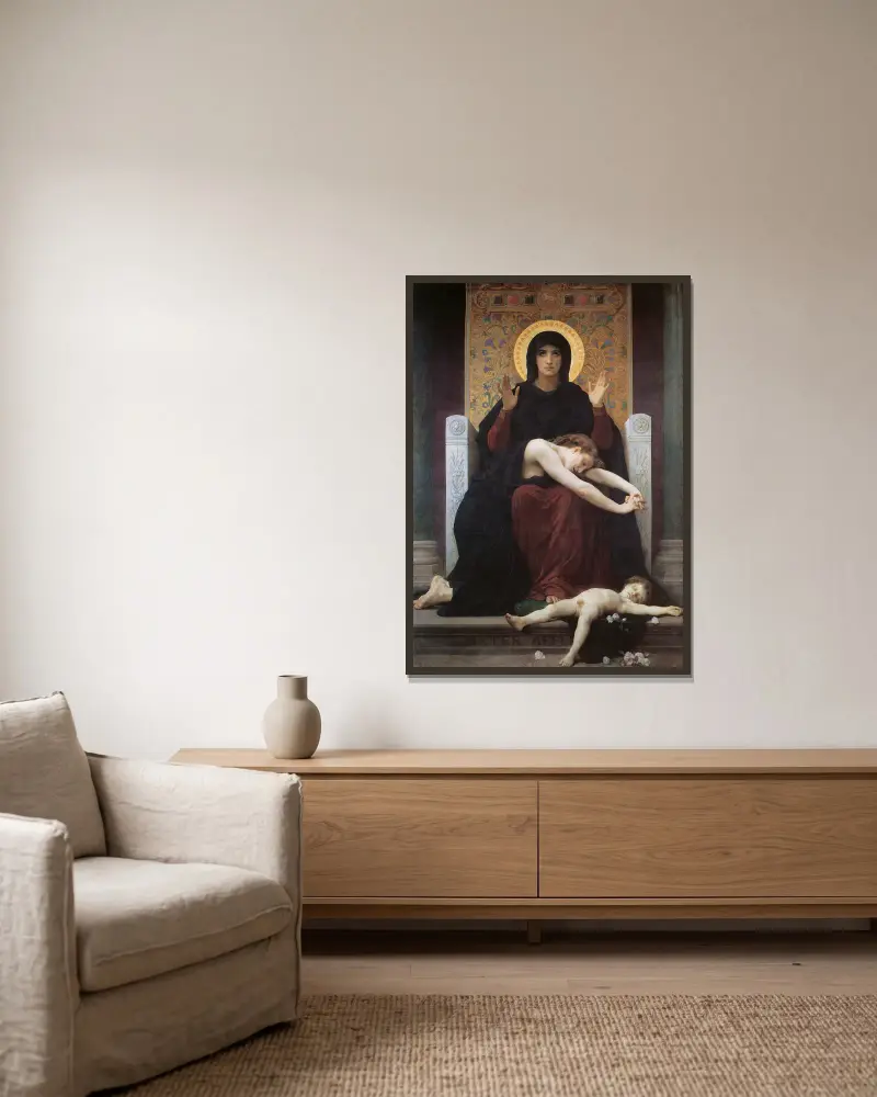 Virgin Comforter av William Bouguereau inramad på en vägg