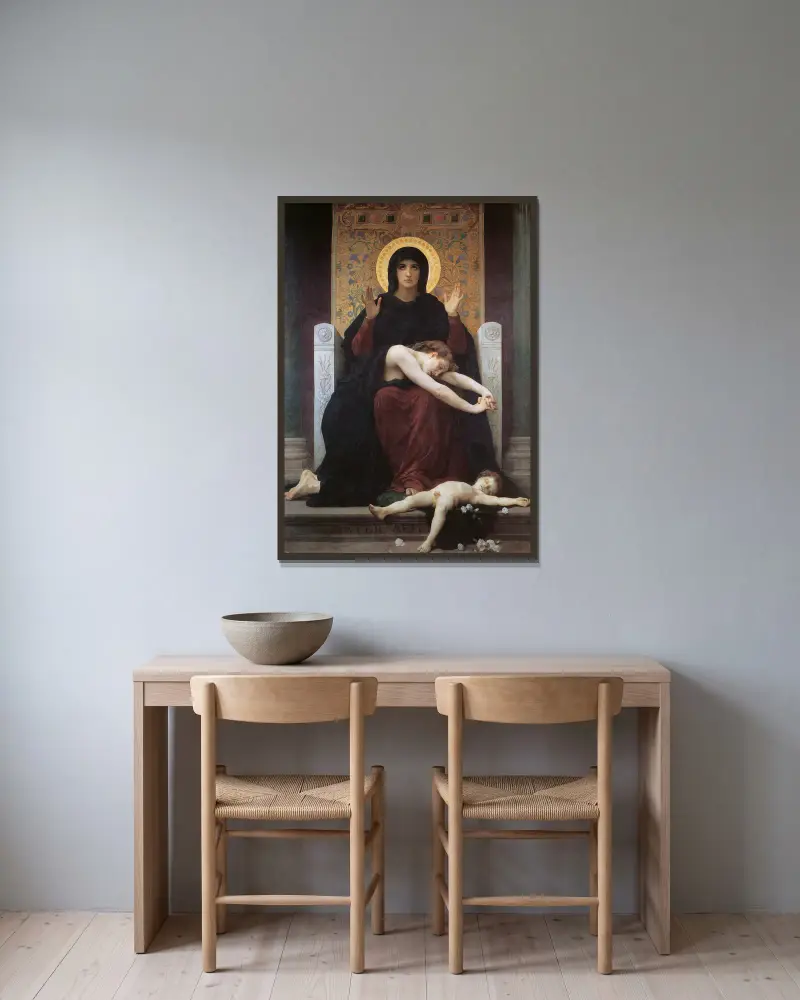 Virgin Comforter av William Bouguereau inramad på en vägg