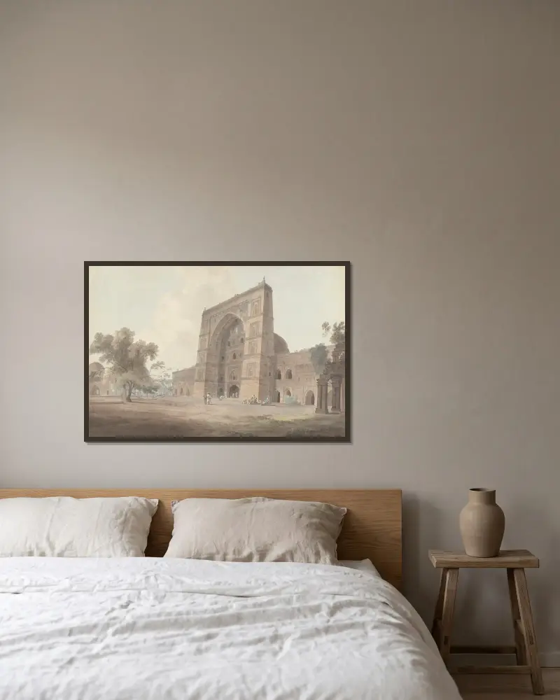 Huvudingången till Jami-moskén, Jaunpur av William Daniell inramad på en vägg