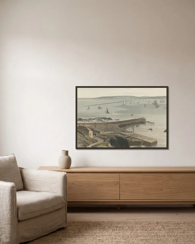 Kai am Straddon Point bei Plymouth von William Daniell gerahmt an einer Wand