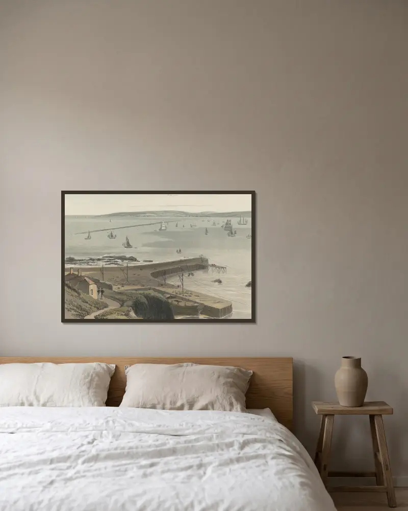 Kai am Straddon Point bei Plymouth von William Daniell gerahmt an einer Wand