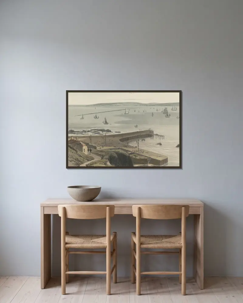 Kai am Straddon Point bei Plymouth von William Daniell gerahmt an einer Wand