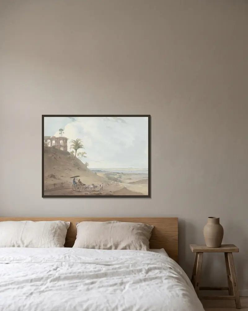 Ruinerna vid Pir Pahar, nära Monghyr, Bihar av William Daniell inramad på en vägg