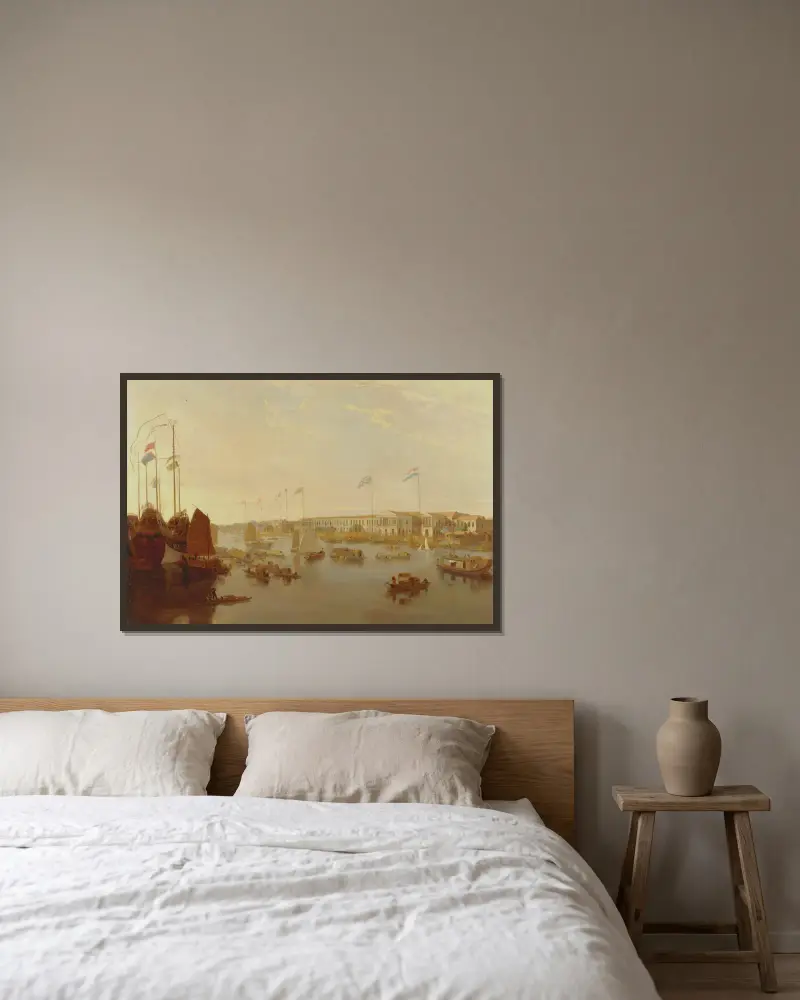 Die europäischen Faktoreien, Kanton von William Daniell gerahmt an einer Wand