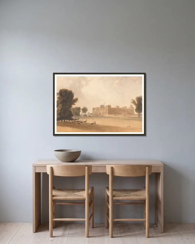 Windsor Castle von Süden von William Daniell gerahmt an einer Wand