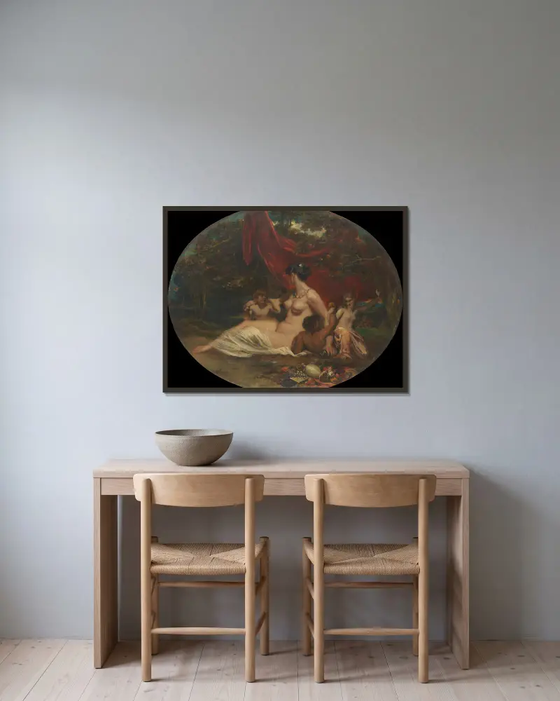 Allegorie von William Etty gerahmt an einer Wand