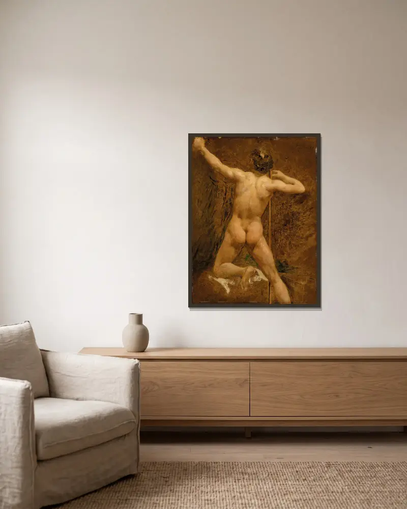 Male nude – nr 1 av William Etty inramad på en vägg