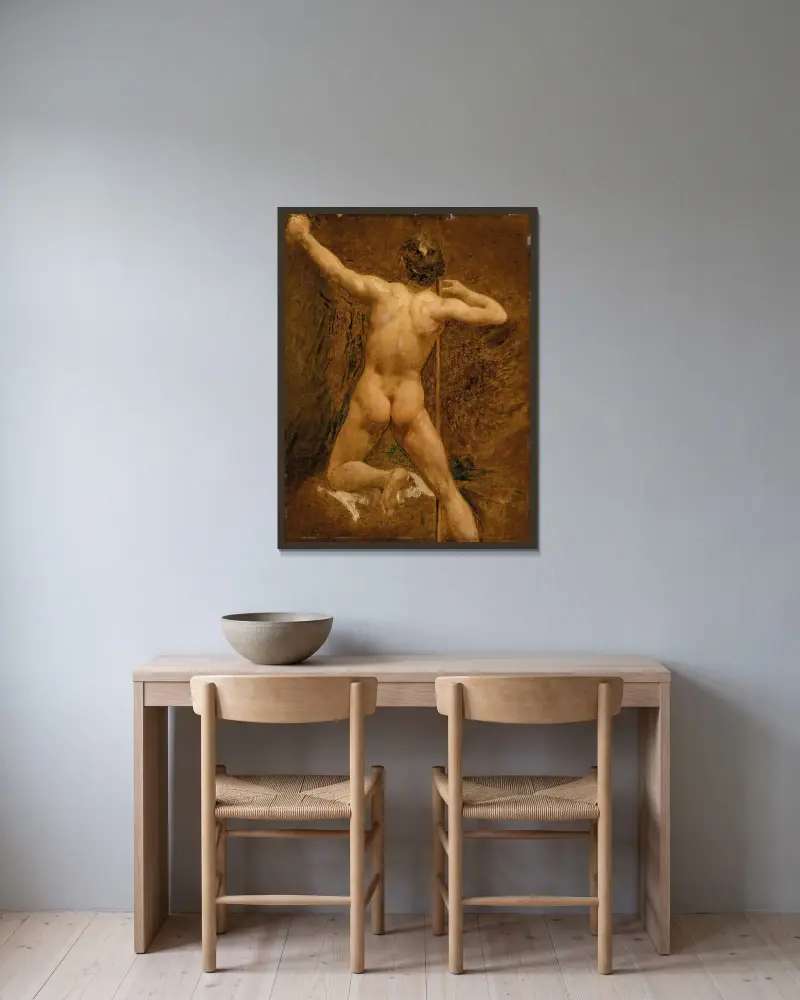 Male nude – nr 1 av William Etty inramad på en vägg