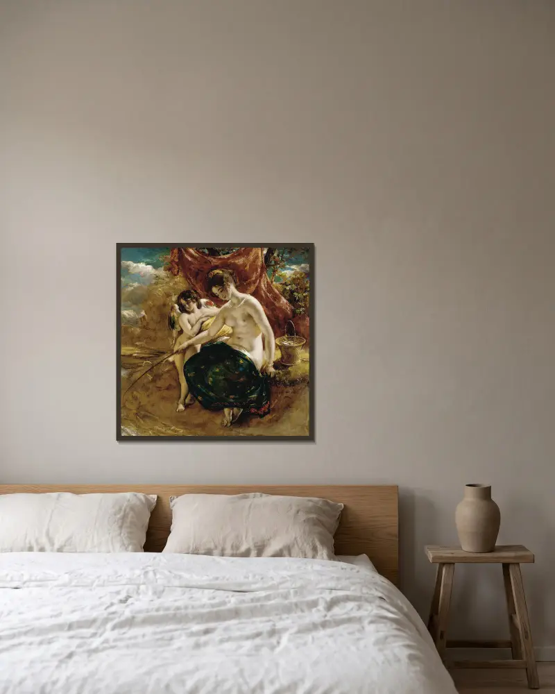 Nymph Angling av William Etty inramad på en vägg