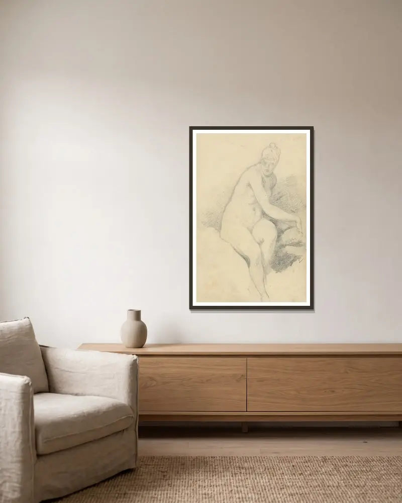 Seated Nude av William Etty inramad på en vägg