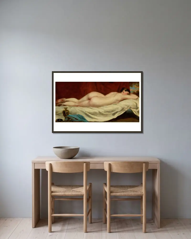 Sleeping Female Nude av William Etty inramad på en vägg