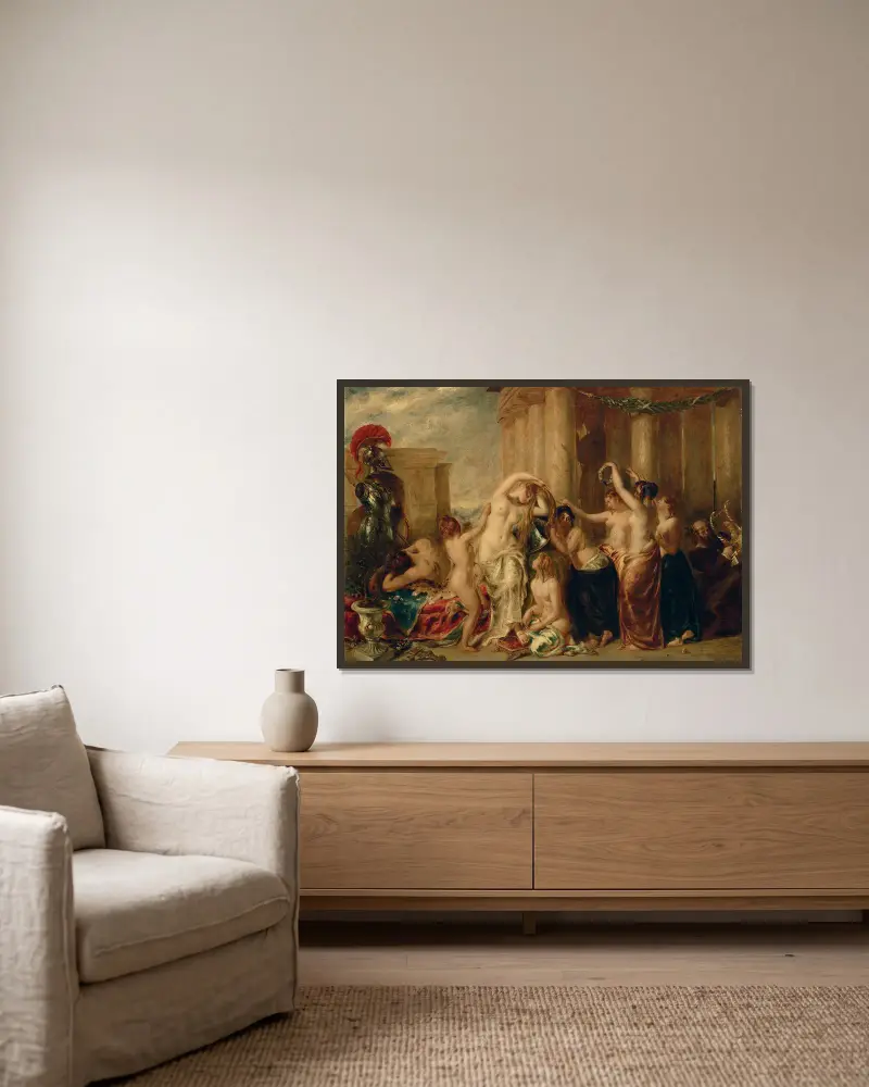 Venus And Her Satellites av William Etty inramad på en vägg