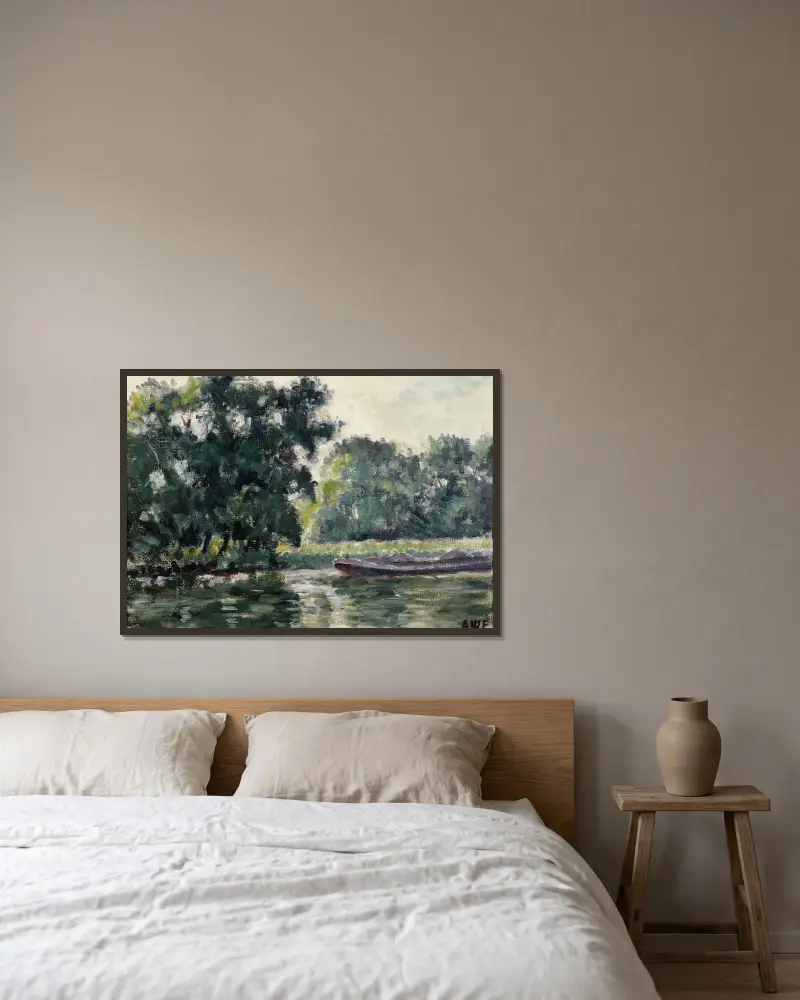 Richmond, eine Flusslandschaft von Alfred William Finch gerahmt an einer Wand