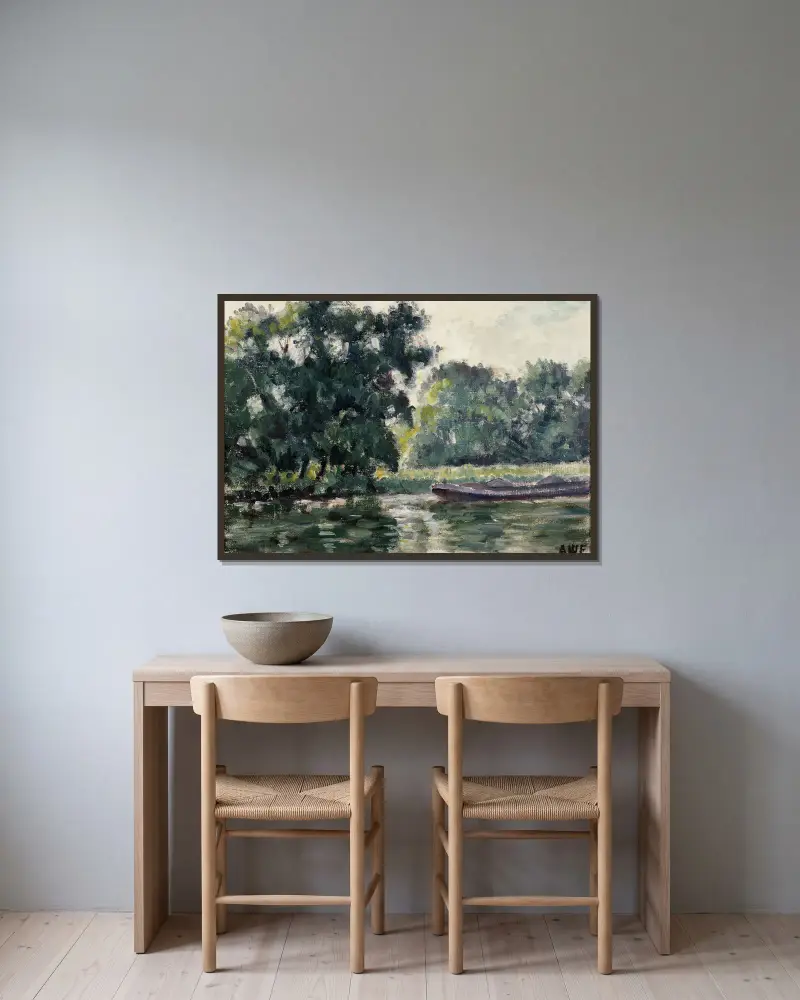 Richmond, eine Flusslandschaft von Alfred William Finch gerahmt an einer Wand