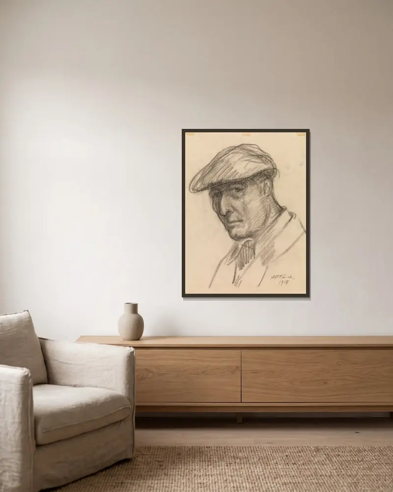 Autoportret, Alfred William Finch w ramie na ścianie