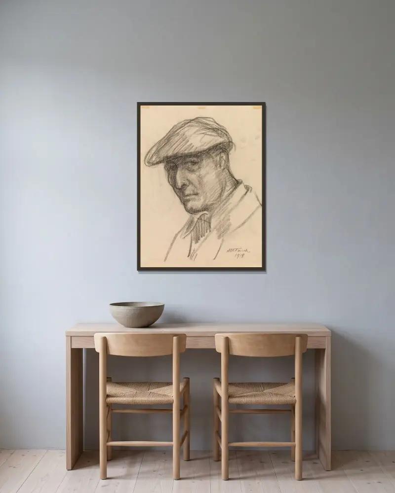 Autoportret, Alfred William Finch w ramie na ścianie