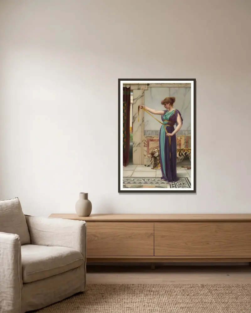 Eine pompejanische Dame, 1891 von John William Godward gerahmt an einer Wand