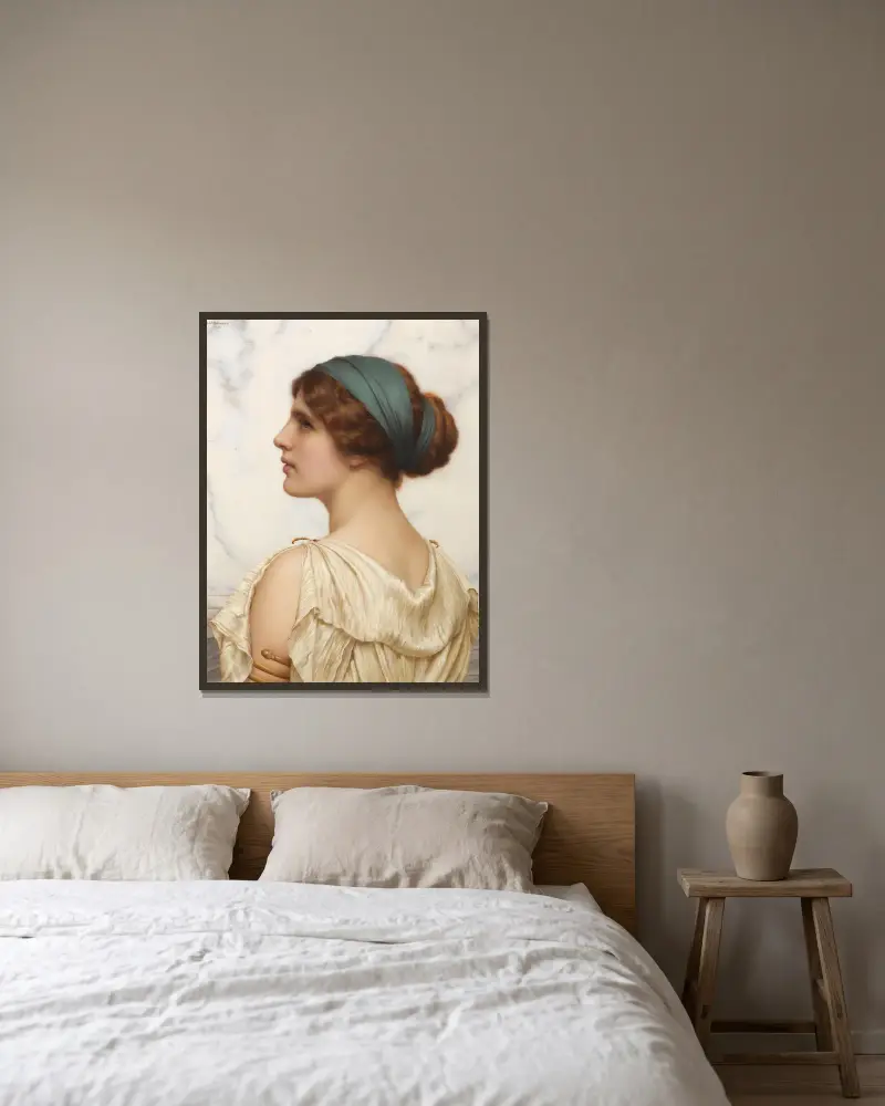 Atalanta von John William Godward gerahmt an einer Wand