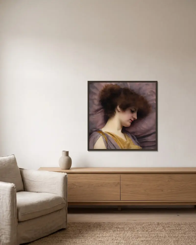 In Gedanken versunken von John William Godward gerahmt an einer Wand