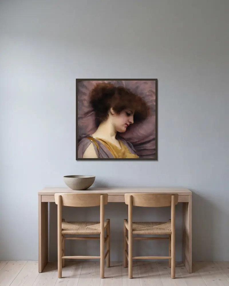 In Gedanken versunken von John William Godward gerahmt an einer Wand