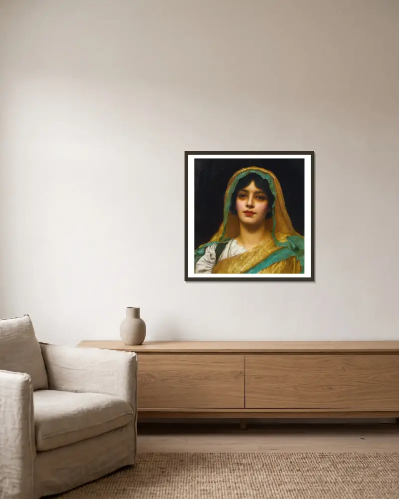 Mädchenkopf, Atalanta von John William Godward gerahmt an einer Wand