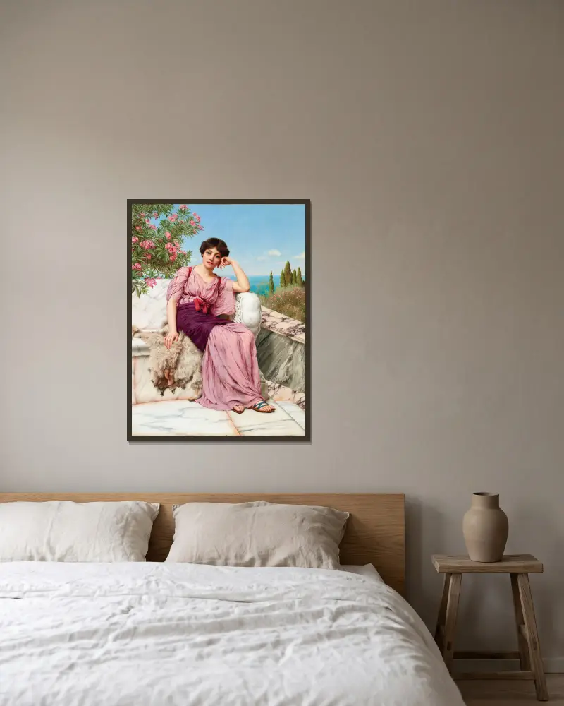 Süße Träume von John William Godward gerahmt an einer Wand