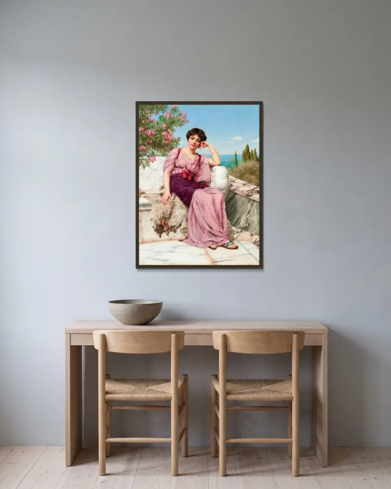 Süße Träume von John William Godward gerahmt an einer Wand