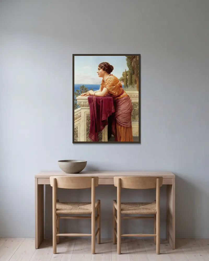 The Belvedere av John William Godward inramad på en vägg