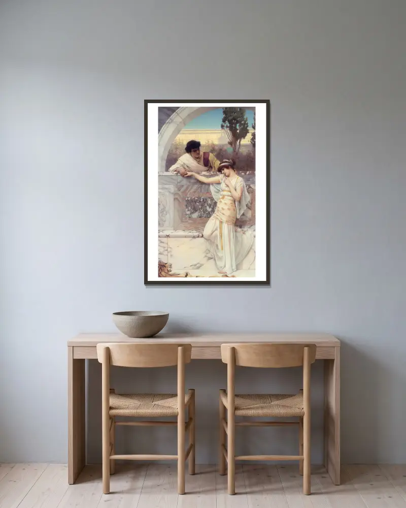 Ano nebo ne, datum, John William Godward v rámu na stěně