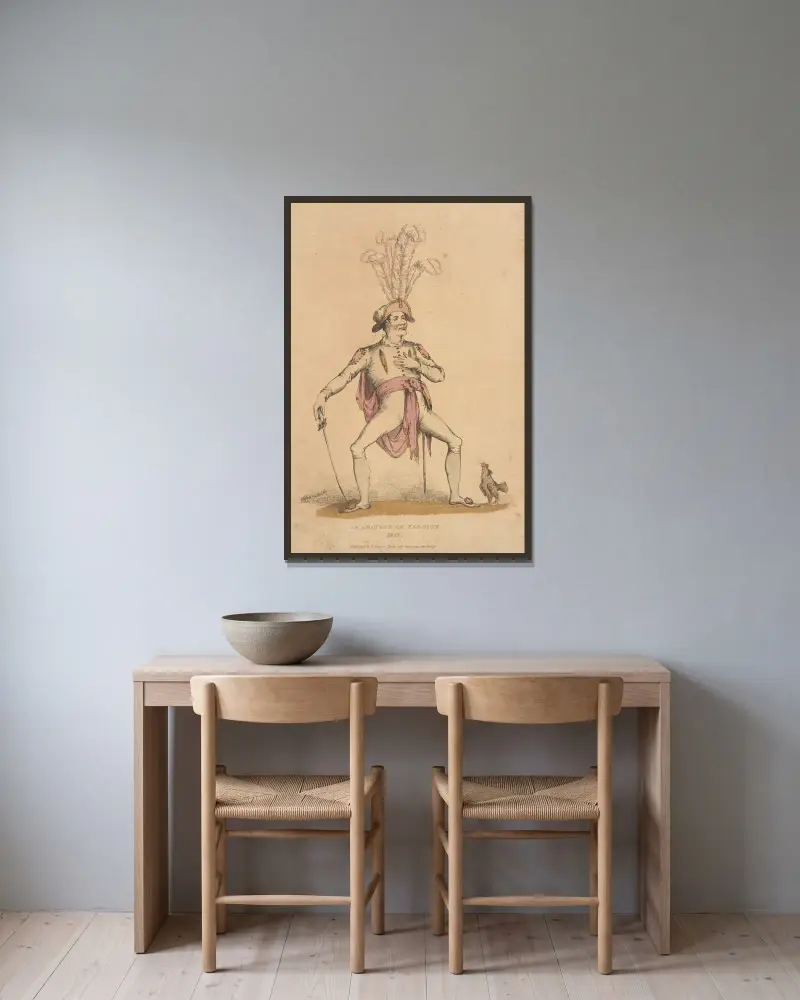Ein Amateur der Mode von William Heath gerahmt an einer Wand