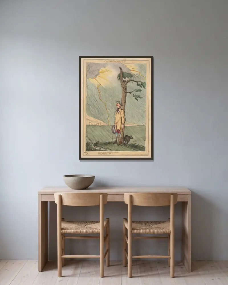 Ich hatte Glück, überhaupt einen Unterschlupf zu finden. von William Heath gerahmt an einer Wand