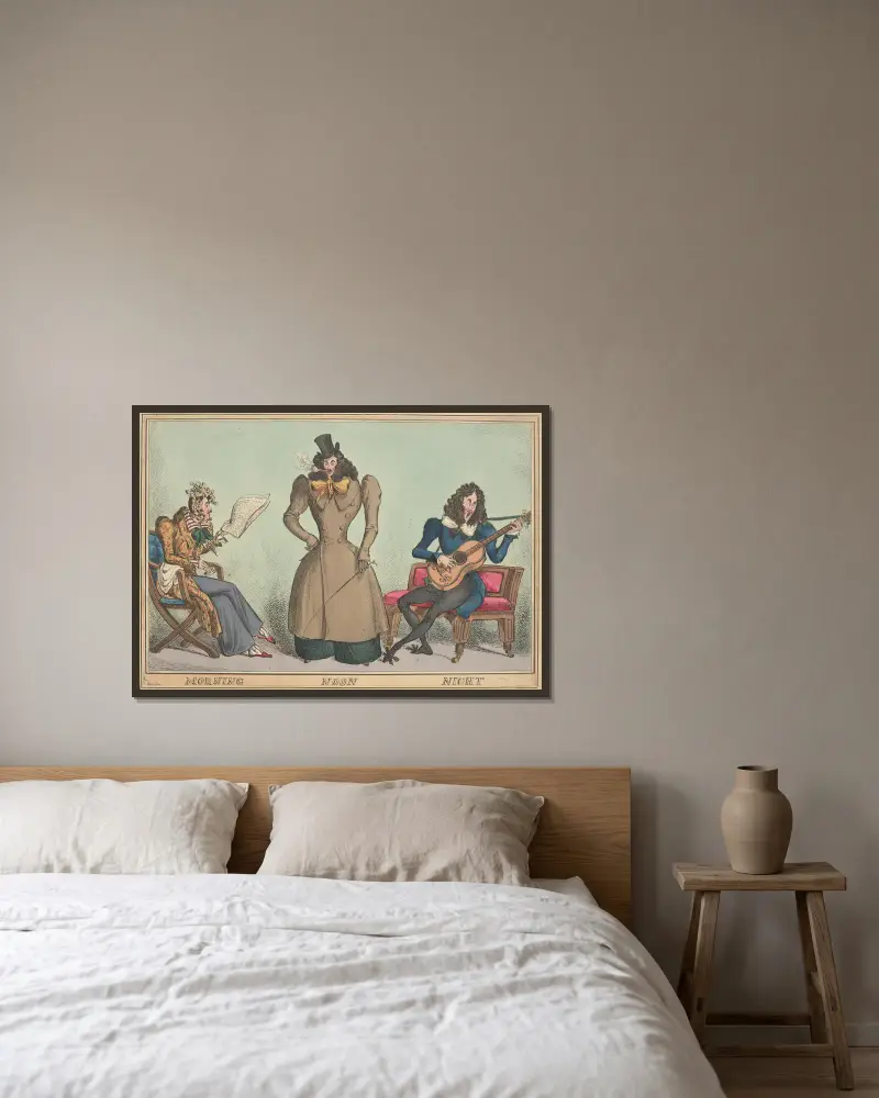 Morning Noon Night [Dandy]. av William Heath inramad på en vägg