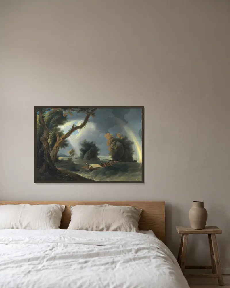 Sturm auf dem Ganges, mit Mrs. Hastings bei den Col-gon-Felsen von William Hodges gerahmt an einer Wand