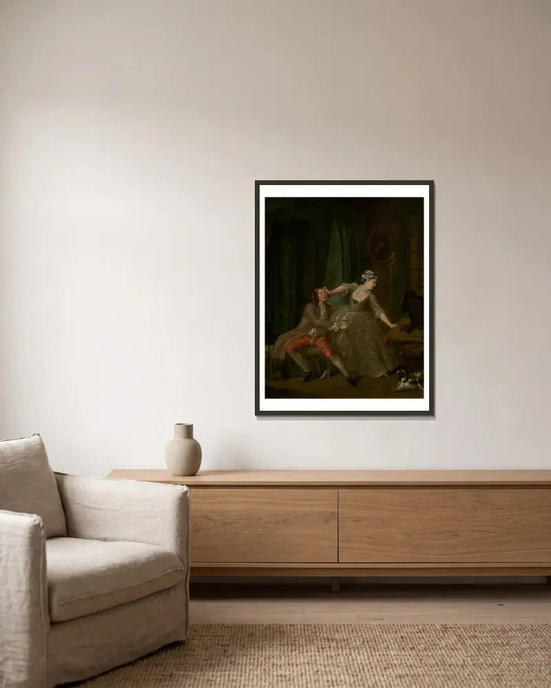 Vorher von William Hogarth gerahmt an einer Wand