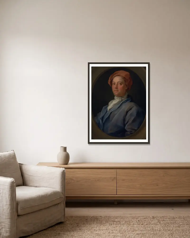 John Palmer, barrister vid Inner Temple av William Hogarth inramad på en vägg
