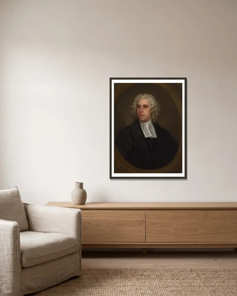 The Revd. John Lloyd, DD av William Hogarth inramad på en vägg