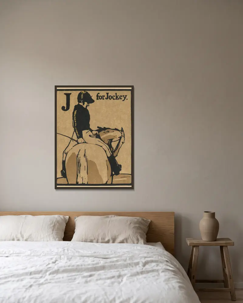 Alfabet; J jak dżokej, William Nicholson w ramie na ścianie