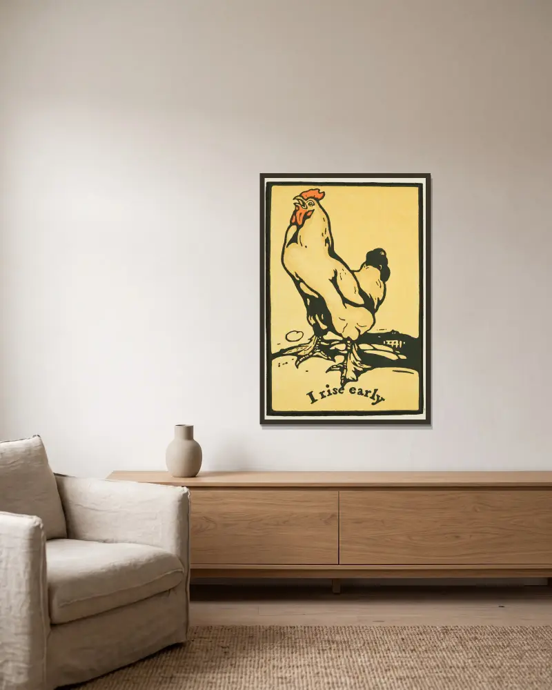I Rise Early av William Nicholson inramad på en vägg