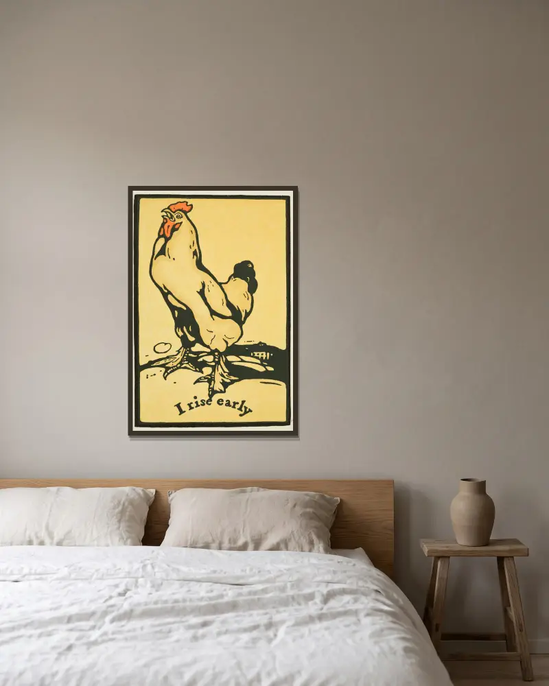 I Rise Early av William Nicholson inramad på en vägg