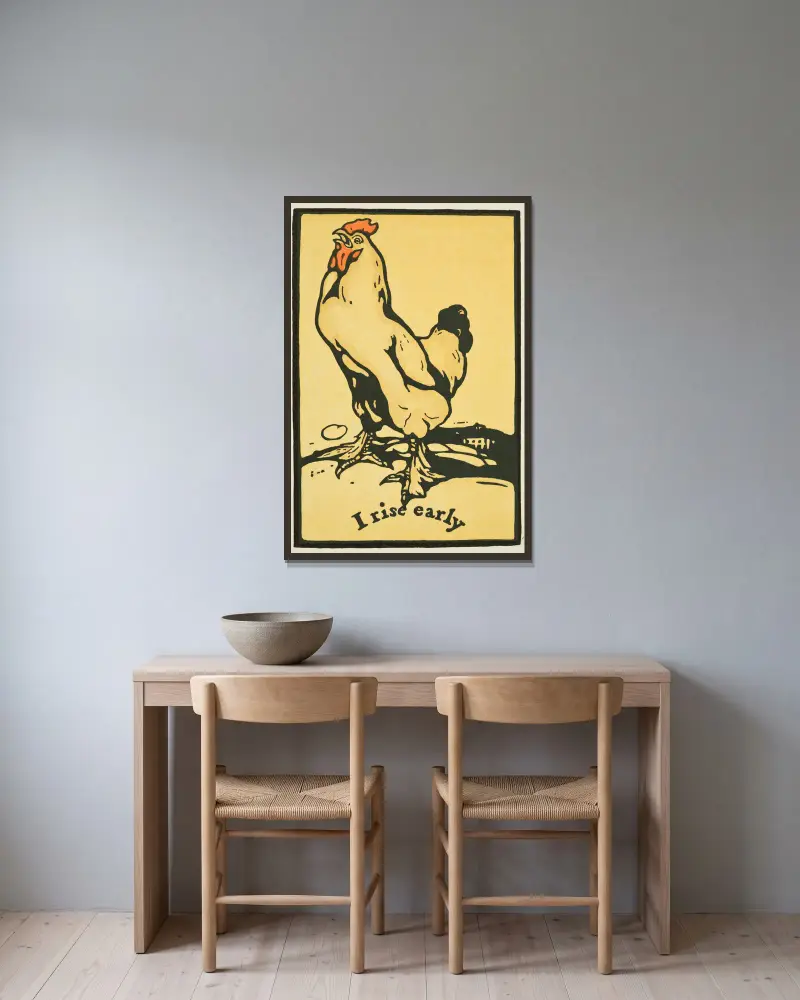 I Rise Early av William Nicholson inramad på en vägg