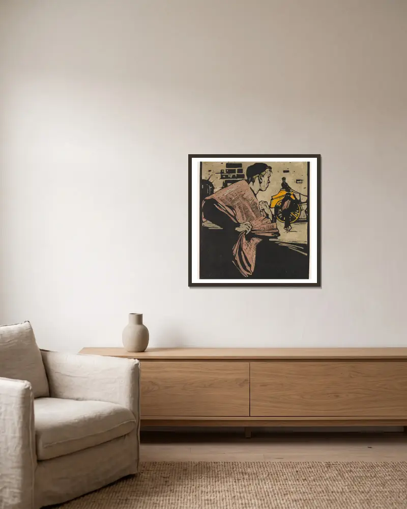 Zeitungsjunge von William Nicholson gerahmt an einer Wand