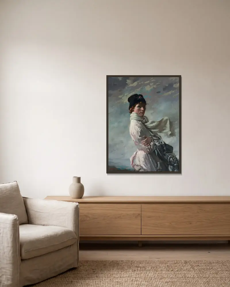 I Dublinviken; Porträtt av konstnärens hustru av William Orpen inramad på en vägg